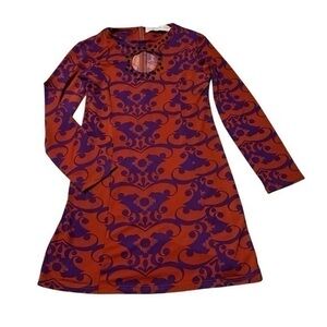 Tracy Negoshian ginger long sleeve red dress with black jewels